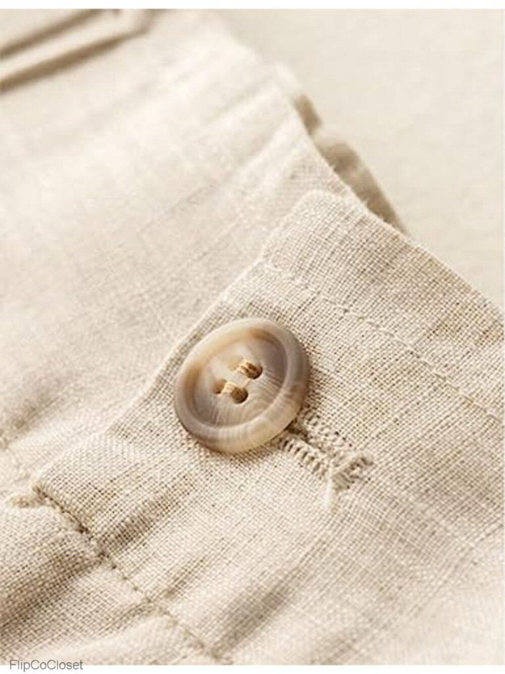 High Waisted Wide Leg Linen Bermuda Shorts with Pockets - Picture 3 of 3
